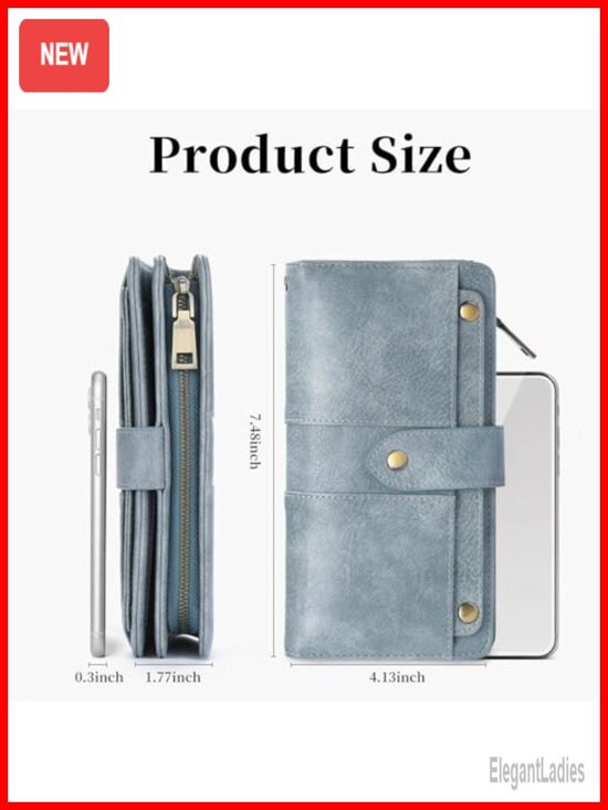 Womens Faux Leather Trifold Wallet RFID Blocking Wallets  Trifold Wristlet Wallet RFID Blocking Large Capacity Faux Leather